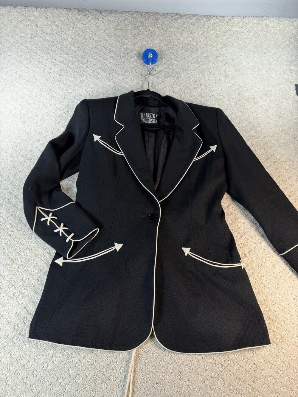 Hairston Roberson Western Blazer Jacket Womens Black Worsted Size 8
